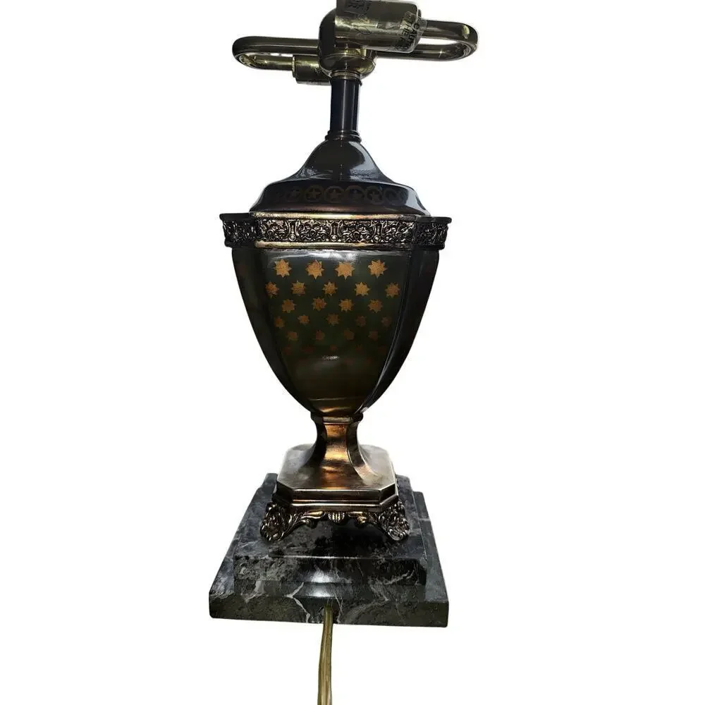 Vintage Frederick Cooper Brass & Marble Urn Table Lamp with Original Shade